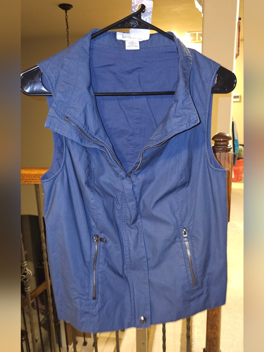 Liz Clairborne Lightweight Blue Sleeveless Zip Front Vest